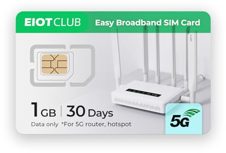 EIOTCLUB Daten-SIM-Karte – Ideal für Mobile WLAN-Hotspots, Router, USB-Sticks, Laptops, Tablets – Kein Vertrag | 5G/4G LTE-Netzwerk | Abdeckung in 33 europäischen Ländern