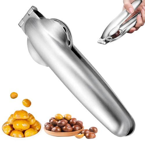 KOMEIYL Maronenzange, Schneider Maroni, Edelstahl Kastanien Clip, 2 In 1 Schneider Chestnut, Kastanienzange Sheller, Gilt für Guter Küchenhelfer Maronen Lassen Schnell