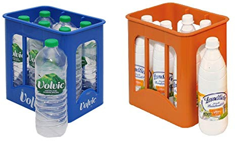 Christian Tanner 0072.6 - Getränke Set bestehend aus Volvic Kiste und Landliebe Milchkiste mit 6 Flaschen