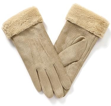 vislivin Handschuhe Damen Winter Warm Handschuhe Touchscreen Handschuh mit Gefütterte Beige S 1