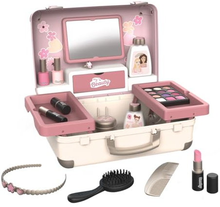 Smoby - My Beauty Kosmetikkoffer – Frisieren + Schminken - Mitnehm-Spielkoffer mit Spiegel & Zubehör (unechte Spielkosmetika), für Kinder ab 3 Jahren