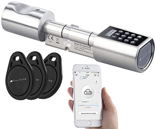 VisorTech Türzylinder: Elektronischer Tür-Schließzylinder, Transponder, Code, Bluetooth & App (Elektronisches Schloss, Elektronisches Türschloss mit Chip, Elektrischer Türöffner)