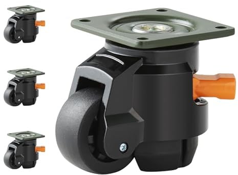 VEVOR 4er-Set Lenkrolle φ50,8mm Möbelrolle Höhenverstellbar Transportrolle 0,5 Tonnen Tragfähigkeit Schwerlastrolle aus Nylon Nivellierrolle Lastrolle Laufrolle für Holzregale Möbel Werkbänke