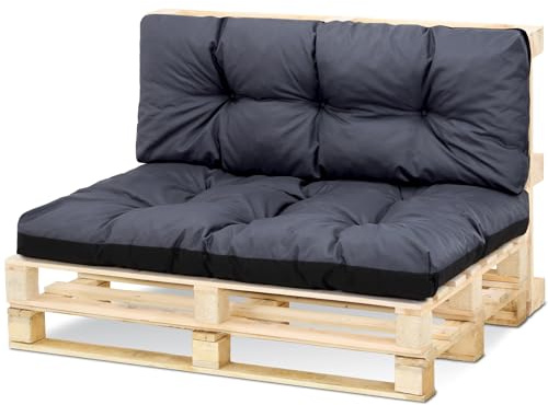 Amazinggirl Palettenkissen Outdoor Kissen Sitzkissen 120x80 cm - Auflagen für Paletten Europaletten Palettensofa und Palettenmöbel Palettenpolster Outdoorkissen Gartenkissen Graphit