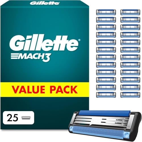 Gillette Mach3 Rasierklingen, 25 Ersatzklingen für Nassrasierer Herren mit 3-fach Klinge