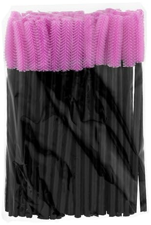 PROFICO 50 Stück Wimpernbürsten Einweg Wimpern Bürste Wimpernbürstchen Set Mascara Bürste Mascara Applicator Wimpernbürste für Wimpernverlängerung Schwarz - Rosa (Silikone))