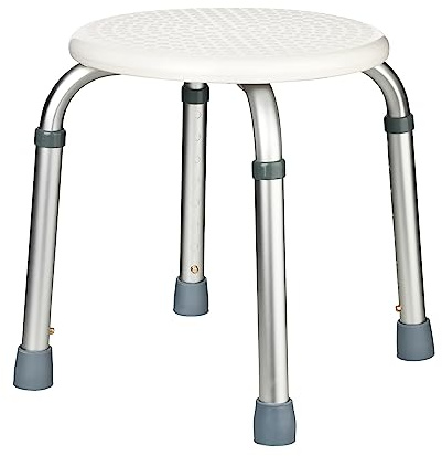 flexilife Duschhocker rund für Senioren, Duschsitz eckig höhenverstellbar, Bad Hocker weiß - Badezimmer Stuhl- Badhocker für die Dusche (rund)