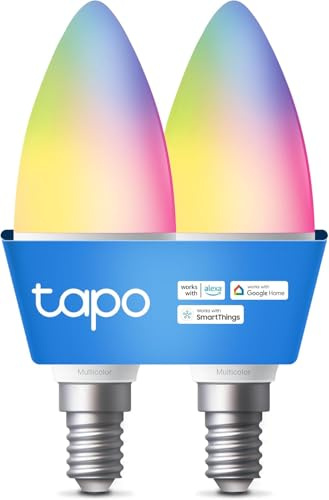 Tapo L430C(2-Pack) Smarte WLAN Glühbirne E14, 470 Lumen, 16 Mio. Farben, dimmbar, Zeitplan & Timer, Energieüberwachung, Kompatibel mit Alexa, Google Assistant und Samsung SmartThings