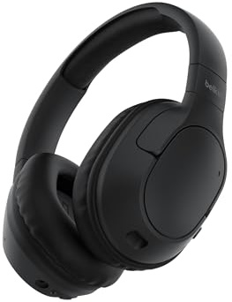 Belkin SoundForm Surround Kopfhörer Kabellos Bluetooth, Over-Ear Environmental Noise Cancelling Kopfhörer, 60 Std. Betrieb, weiche Hörmuscheln für iPhone, Galaxy, iPad, zu Hause, Büro – Schwarz