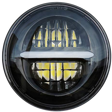 SZDPC 5,75 Zoll LED Runder Motorrad Scheinwerfer mit Tagfahrlicht, kompatibel mit Harley Davidson Sportster Dyna Softail (Schwarz)
