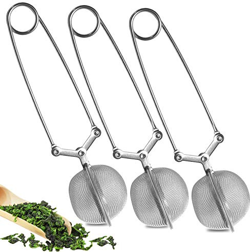 Zaloife Teezange 3er Set, Teesieb Edelstahl, Teeei für Tasse, Teesieb für Teeliebhaber, 4.5 cm Teekugel Sieb, Silber