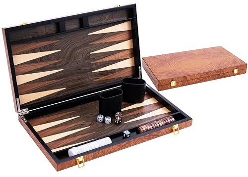 Engelhart- 250541 - Luxus-Backgammon 18 Zoll – Rosenholzfurnier, lackiert