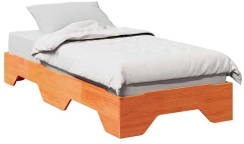 vidaXL Massivholzbett ohne Matratze Stapelbar Wachsbraun 90x190 cm, Bettrahmen, Bett, stapelbares Einzelbett, stapelbares Bett, Stapelbett