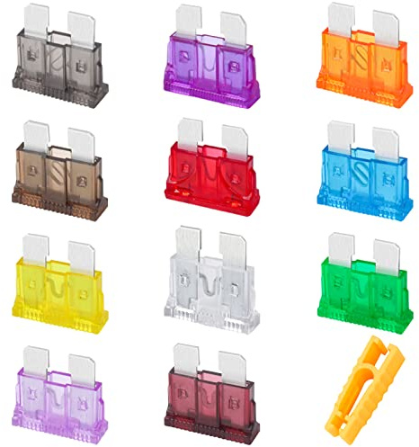 JatilEr Kfz Sicherungen Set 25 Stk, Flachsicherungen Kfz Standard, Autosicherungen Set Gemischt 2Ampere 3A 5A 7.5A 10A 15A 20A 25A 30A 35A 40A mit 1 Sicherungszieher für PKW Wohnmobil LKW Motorrad
