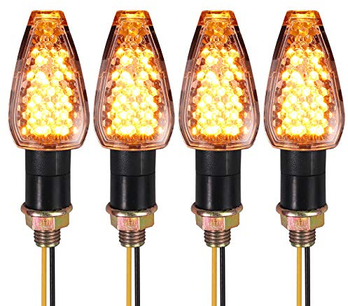 Justech 4 Stück E-gekennzeichnete LED-Blinker für Motorrad, Blinker, 14 LEDs, wasserdicht, Bernstein, 12 V, für M10, Universal, Motorrad, Scooter, Cruiser, Quad, Off-Road