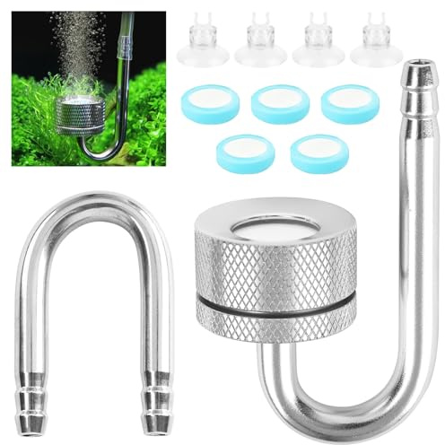 CO2 Diffusor Aquarium, Aquarium Zerstäuber, Sauerstoff Kohlendioxid Diffusor mit Saugnäpfen und U-Pipe, Sauerstoff Diffusor Aquarium, CO2 Diffusor Aquarium Für Aquarium Süßwasserfischpflanzen