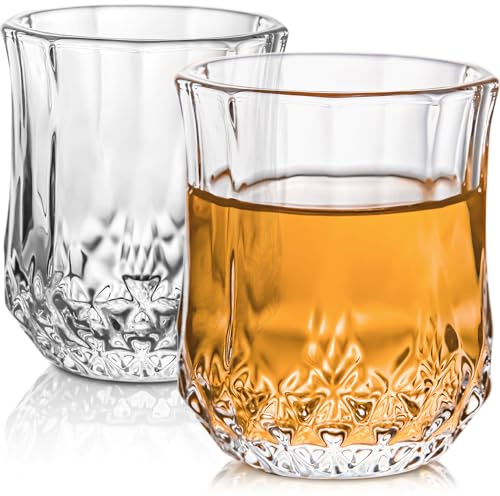 Praknu 6 Schnapsgläser aus Kristall Glas 4cl - Spülmaschinenfest - Standfest dank dickem Boden - Elegantes Vintage Design