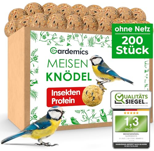 Gardemics Meisenknödel ohne Netz für Wildvögel, Insekten-Knödel [200 Stück] [18 kg] Wildvogelfutter mit Insekten für Artenvielfalt im Garten | Proteinreiches Ganzjahresfutter