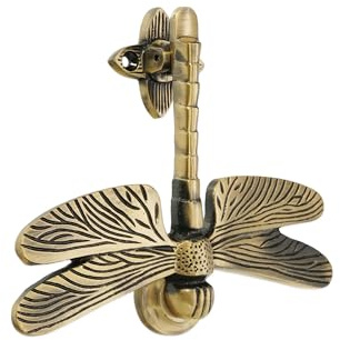 Infinity Decor Türklopfer aus massivem Messing, Libellenform, poliertes Messing-Finish, Vintage-Stil, für Eingangstür, Möbel