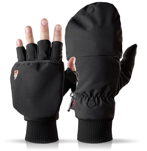 THE HEAT COMPANY - Heat 2 Softshell - Fingerloser Handschuh und Fäustling in einem - Premium Qualität - warme Winterhandschuhe & Fahrradhandschuhe - gegen Kälte bei Sport, Arbeit & Outdoor