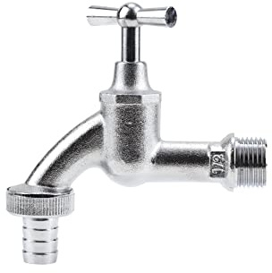 Gardena Wasserhahn mit Schlauchverschraubung: Verchromter Wasserkran für Innen & Außen, 21 mm (G 1/2 Zoll)-Gewinde, für 13 mm (1/2 Zoll)-Schlauch (7330-20)