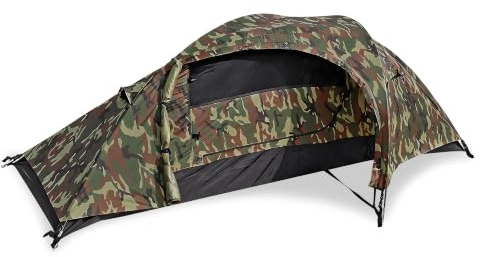 Mil-Tec Einmannzelt Recom (150x250cm) • Tunnelzelt für 1 Person • Ultraleicht, kompakt, Wind- & sturmsicher • Zelt für Trekking, Camping, Outdoor, Wandern • 1-Personen-Zelt