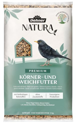 Dehner Natura Premium Wildvogelfutter, Körnerfutter / Weichfutter, 5 kg | Ganzjahresfutter proteinreich / energiereich, hochwertiges Vogelfutter für Wildvögel