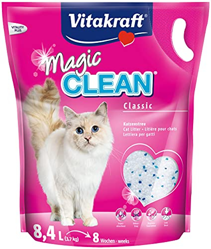 Vitakraft Magic Clean Classic, Katzenstreu nicht klumpend, aus Mineralkügelchen, Bakterienhemmend, besonders staubarm, reicht für 8 Wochen (1x 8,4l)