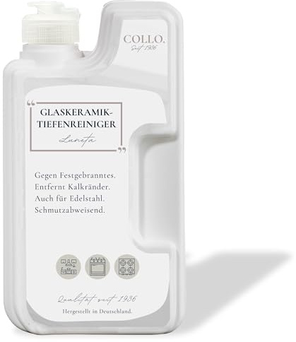 COLLO LUNETA Glaskeramik Reiniger 250 ml I Ceranfeldreiniger für Induktions- & Cerankochfeld I Wirksamer Reiniger gegen hartnäckige Verschmutzungen