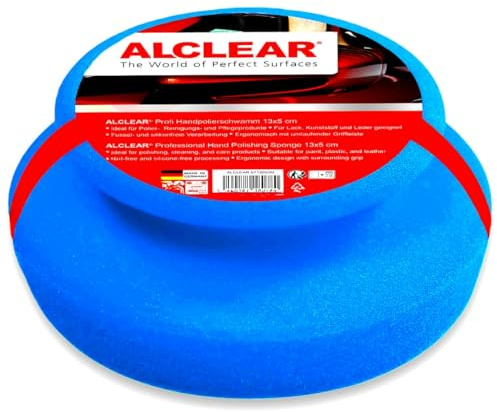 ALCLEAR 5713050M Handpolierschwamm – Polierschwamm Auto für Lackpflege & Versiegelung – weiches Pad zum Auftragen von Politur & Wachs – lackschonend, waschbar & wiederverwendbar – Made in Germany