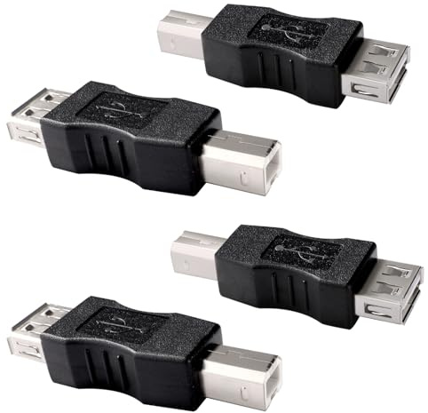 KUOQIY 4 Stücke USB A auf B Adapter, USB 2.0 A Weiblich zu B Drucker Männlich Konverter, für Drucker, Scanner, Faxgerät, Mehr