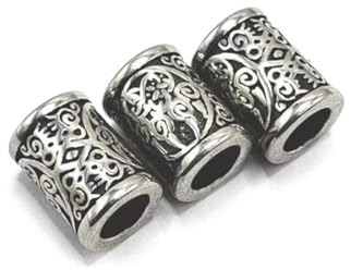 Wuzdy 3 Stück Edelstahl Wikinger Bartperle, Haar Bartperlen Flechten | Innendurchmesser 6 mm, für Haar Flecht Armband Anhänger Halskette Silber DIY Schmuck Haarschmuck, Baum, Vintage Silber