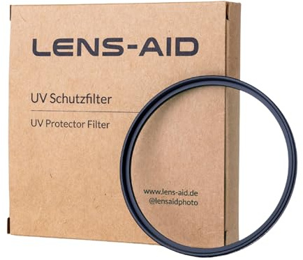 Lens-Aid UV Filter 55mm - Objektivfilter mit Schott Glas B270 – Ultraviolett Schutzfilter mit 18-Fach Nano-Beschichtung gegen Kratzer, Staub, Sand - Lotuseffekt (öl- & wasserabweisend)