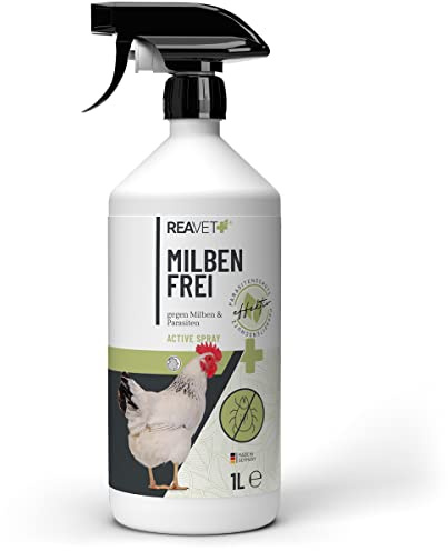 ReaVET Milbenspray Hühner 1L – Gegen Milben, Rote Vogelmilbe & Parasiten – Milben Spray für Hühnerstall & Geflügel I Umgebungsspray & Kontaktspray I Vorbeugend & bei Befall