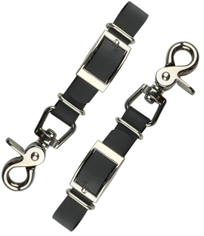 ZAVVIT 2er Set Steigbügelhalter mit Zusatzfunktion – Halter für Reitplaketten, wasserfestes und reißfestes Gurtband, mit Scherenkarabiner und Schnallenverschluss. (Schwarz)