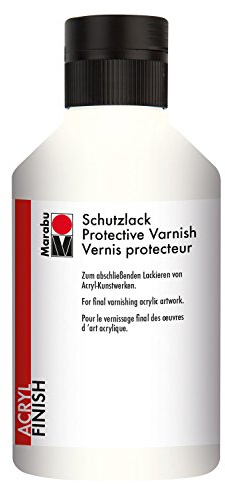 Marabu 12300013856 - Schutzlack, dünnflüssiges Acryl - Finish auf Wasserbasis, lichtecht, wasserfest, zum abschließenden Lackieren von Kunstwerken, 250 ml, transparent