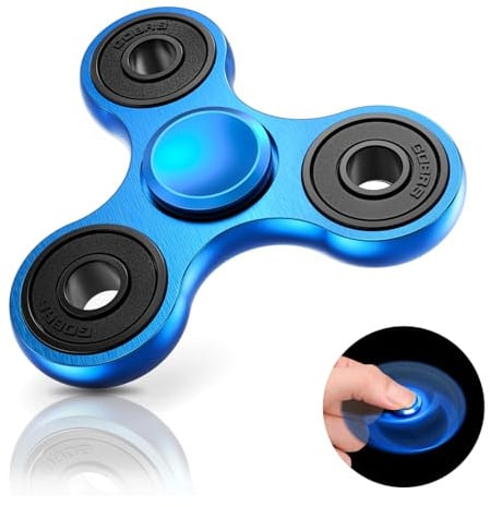 Coolden Fidget Spinner Metall Fidget Toys EDC Hand Spinner Hochwertig Schleuderzeit 2-5 Min Angst Anti Stress Spielzeug Geschenk für Kinder Erwachsene Edelstahl Finger Kreisel für Büro Schule Blau
