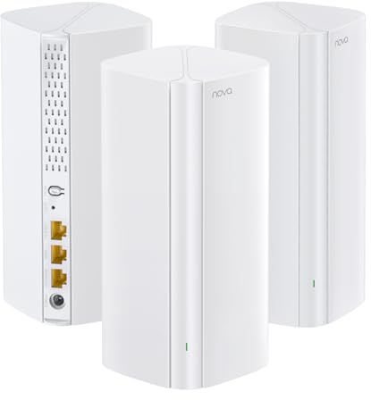 Tenda Nova MX12 Mesh WLAN System - AX3000 Wi-Fi 6 Dualband Mesh Set-empfohlen für Häuser mit 3-4 Schlafzimmer -9xGigabit Port -Ersetzt Router und Repeater -Ethernet Backhaul - APP Steuerung- 3er Pack