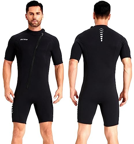 ZCCO Herren Shorty Neoprenanzuge 3 mm Neopren Damen Frontreißverschluss Tauchanzug zum Tauchen Schwimmen Surfen Schnorcheln