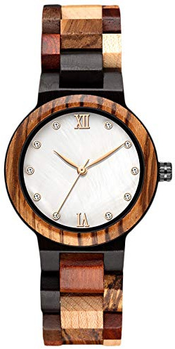 rorios Mode Damen Holzuhr Analog Quarz Armbanduhr Casual Wasserdicht Holzuhren Handgemachte Uhren für Männer und Frauen