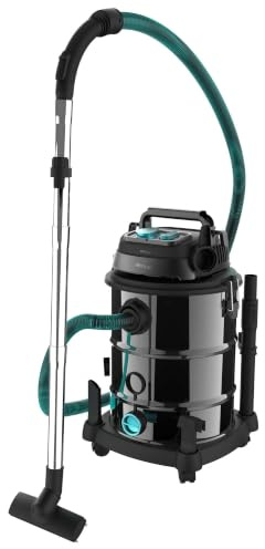Cecotec Staubsauger für Feste Stoffe und Flüssigkeiten 30L Conga Rockstar Wet & Dry Steel Pro Tool. 1600W, erhöhte Haltbarkeit und Widerstandsfähigkeit, enthält Steckdose für Werkzeuge, Zubehörkit