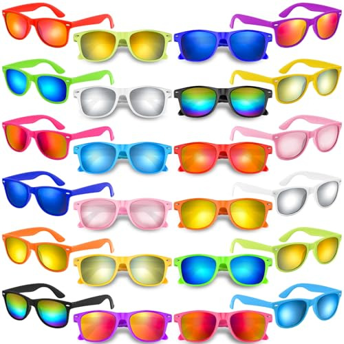 Bouiexye 12 Stücke Bunte Neon-Sonnenbrille kinder Sonnenbrillen mit bunten Gläsern in Großpackung für Damen Herren