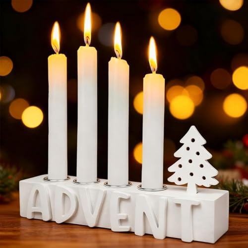 Kerzenhalter Adventskranz, Adventsgesteck Länglich Adventskerzenhalter Holz, Adventskranz Modern Advent Kerzentablett Weihnachten Adventsdeko Tischdeko Weihnachtsdeko