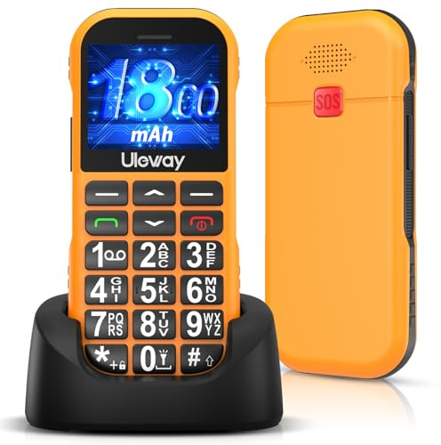 Seniorenhandy Ohne Vertrag GSM mit Ladestation, Dual SIM Tastenhandy Seniorentelefon mit 1800 mAh Akku Lange Standby-Zeit, USB-C Mobiltelefon Senioren Handy Einfach mit Großen Tasten, SOS Notruftaste