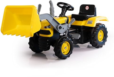 Unbekannt Dolu Pedaltraktor mit Bagger für Kleinkinder ab 3 Jahren, Kinder-Pedaltraktor mit Lernfunktion zum Treten - Ideales Spielzeug für drinnen und draußen - Gelb