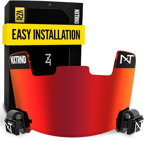 NeuerWall Nxtrnd VZR1 Tinted Football Visor, Professional Football Helmet Visor, Shield Fits Youth Football Helmets & Adult Football Helmets, Includes Visor Clips, Decal Pack, & Cleaning Cloth (Red)
