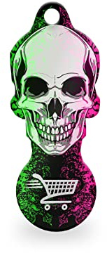 Pins & mehr TRIGGI® der Einkaufswagenlöser - Einkaufswagenchip zum Abziehen, Schlüsselanhänger, Chip Einkaufswagen Totenkopf Neon Style