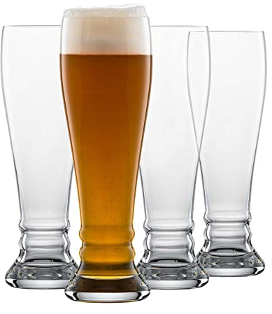 SCHOTT ZWIESEL Weizenbierglas Bavaria Beer Basic 0,5 l (4er-Set), formschöne Weizengläser für Weizenbier, spülmaschinenfeste Tritan-Kristallgläser, Made in Germany (Art.-Nr. 130004)
