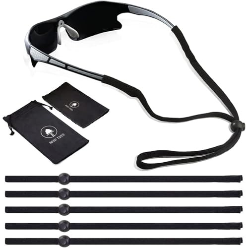 Mini Tree Brillenband Sport Brillenkordel Herren Brillenkette Damen Anti-Rutsch Brillenschnur Eyewear Cords Strap für Sportbrillen, Sonnenbrillen, Lesebrillen, Schutzbrille- Set aus 5 Stück (Schwarz)