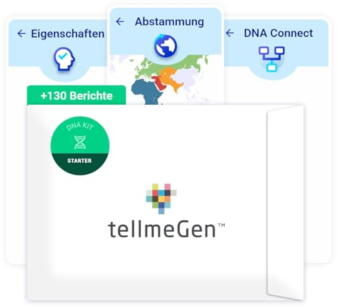 tellmeGen Starter DNA-Test (Abstammung + Eigenschaften + Wellness) Über 90 aktualisierte Berichte